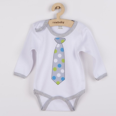 Body s potlačou New Baby s kravatou s bodkami