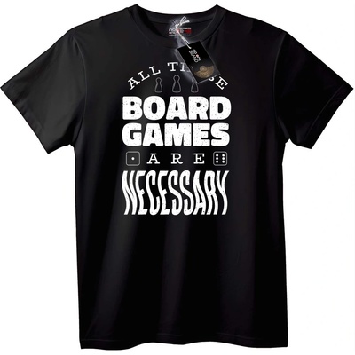 NOONEBRAND Тениска Всички Настолни Игри са Необходими - S, White
