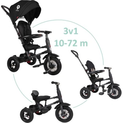 Qplay Триколка Rito air gel (Rubber) Black, възраст 10-72 месеца