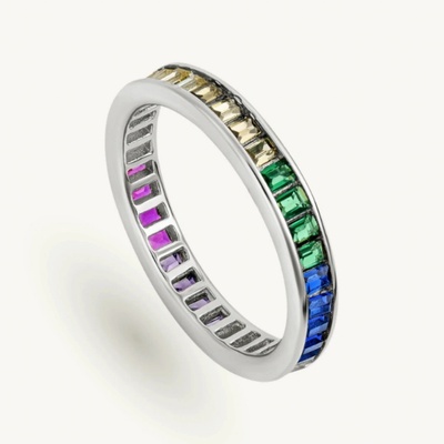 SilveAmo Stříbrný prsten Duha se světlým zirkonem obvod KK2FC2098 16 5