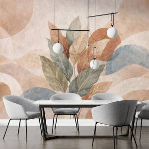 Art Gift Decor Фототапет с абстрактни листа в бежово и теракота