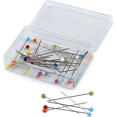 Špendlíky se skleněnou hlavičkou délka 32-38 mm Varianta: nikl, Balení: 1 krab. – Zboží Dáma