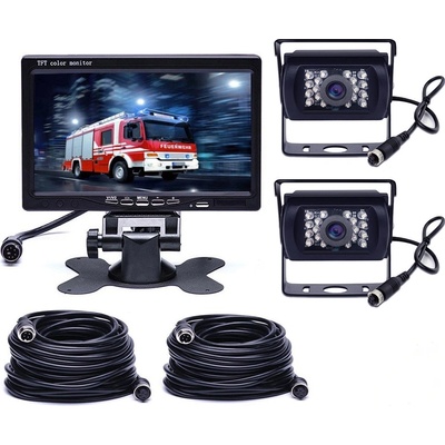 PODOFO Parkovací systém TRUCK F0505C1, 2x 18IR LED kamera s 7" LCD displejem na palubku | Zboží Auto