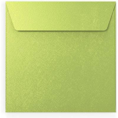 Strukturované obálky s rovnou klopou - 130 x 130 mm - Fazolově zelená