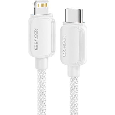 Essager ES-X46 opletený nabíjecí a datový USB-C na Lightning 1m stříbrný
