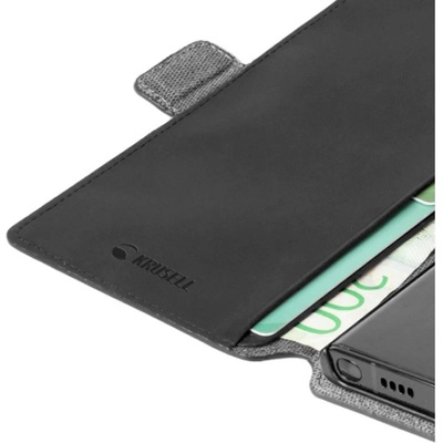 Krusell Калъф Krusell Leather Phone Wallet за Samsung Galaxy S22 Ultra - Черен (7394090624721)