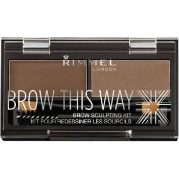 Rimmel London Brow This Way палитра за оформяне на вежди 2.4 g нюанс 002 Medium Brown