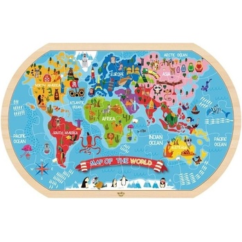 Image 1 of Tooky Toy - Карта на света - дървен пъзел