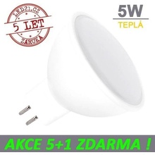 LED21 LED žárovka 5W GU5.3 12V DC 320lm Teplá bílá, 5+1