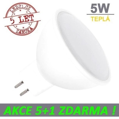 LED21 LED žárovka 5W GU5.3 12V DC 320lm Teplá bílá, 5+1
