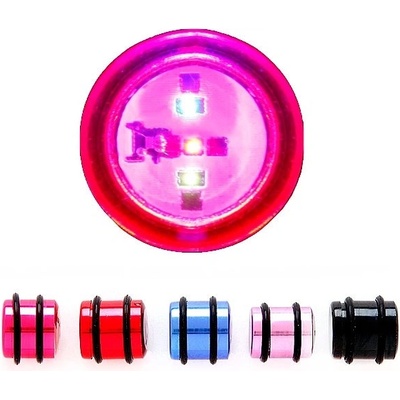 Šperky eshop Blikající plug do ucha různé barvy a rozměry X1.9 červená
