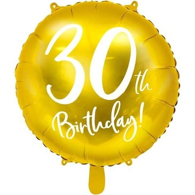 PartyDeco Fóliový balón 30 th birthday zlatý 45 cm