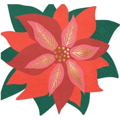 PartyDeco Vánoční ubrousky Vánoční hvězda 14,5x15,5cm 20ks