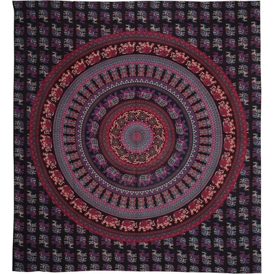 BOB Batik přehoz na postel indický Sloní mandala tyrkysovo fialový bavlna King size Dvoulůžko 230 x 200 cm