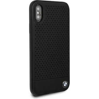 BMW Луксозен Кожен Калъф за iPhone XS Max, BMW Leather Dot Case, Черен (BMHCI65PEBOBK)