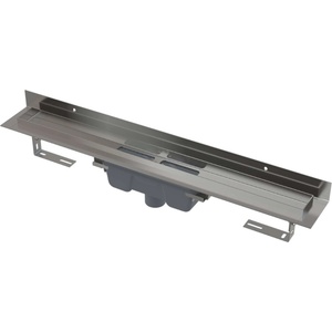 Alcadrain - Душ канал Wall 105 см, с твърда приставка към стената, вертикален отвод, неръждаема стомана APZ1016-1050 (APZ1016-1050)