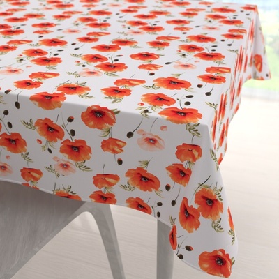 Biante Teflónový štvorcový obrus TF-133 Červenooranžové vlčie maky na bielom 120x120 cm