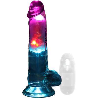 SHOTS LED Vibrating Straight Cock with Balls 7" 18 cm Transparent