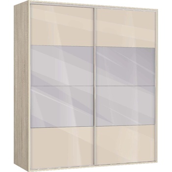 Bogdan Furniture G Гардероб с плъзгащи врати и огледало Memo. bg, модел BM-Ava 41, ГБ сонома и крем гланц