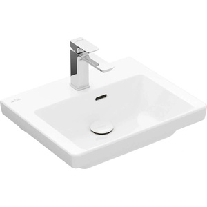 Villeroy & Boch Subway 3.0 - Умивалник 50x40 см, с преливник, отвор за смесител, CeramicPlus, алпийско бяло 437050R1 (437050R1)