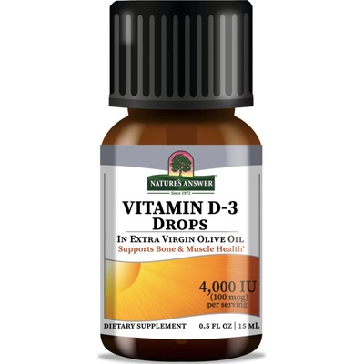 Nature's Answer Vitamin D-3 Drops, tekutý, 4 000 IU, 15 ml
