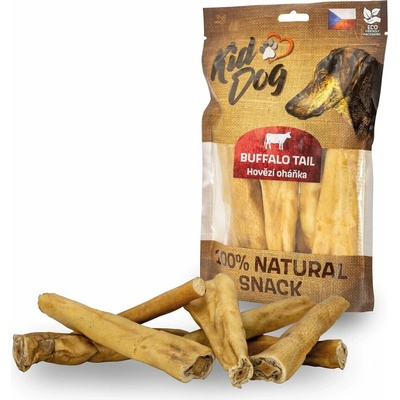 KIDDOG 100% Natural Snack hovädzie oháňka natural s kůží 12 cm 200 g