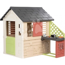 Smoby Domček s kuchynkou a 17 doplnkov Nature Playhouse&Kitchen Life rozšíriteľný 3 okná s 2 žalúziami a posuvnými okenicami