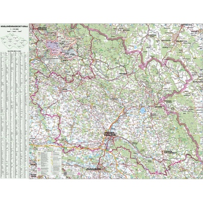 Královéhradecký kraj - nástěnná mapa 113 x 83 cm, lamino + lišty