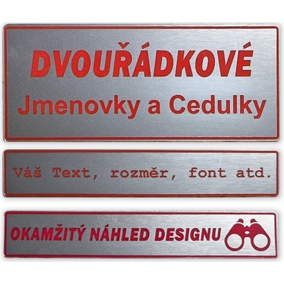 Jmenovky - cedulky na dveře - dva řádky - červený text