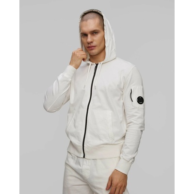 C.p. Company Light Fleece Full Zip Hooded Sweatshirt Biela