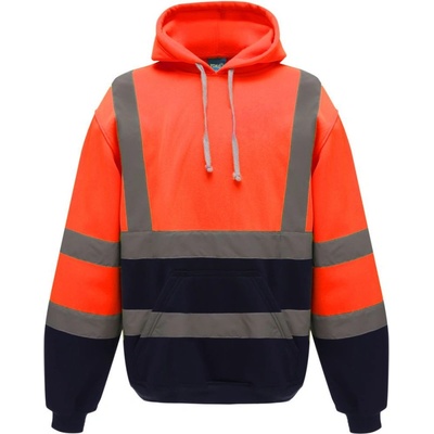 Yoko mikina HVK05 Hi-Vis s kapucí výstražná oranžová Fluorescent/navy