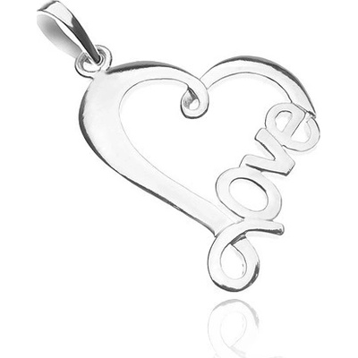 Šperky eshop Přívěsek ze stříbra 925 linie srdce s nápisem Love Y56.19