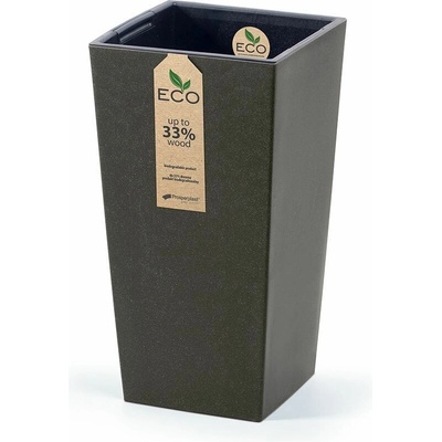 Prosperplast Květináč ECO WOOD 19,5 cm hranatý tmavě hnědý