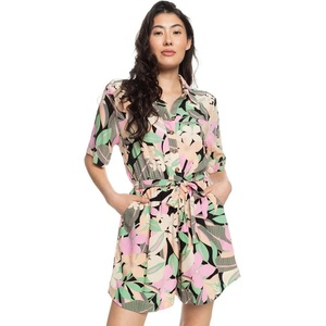 ROXY Real Yesterday short sleeve romper - Multicolor (Anthracite Palm Song)