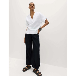 Marks & Spencer Popover върхна част от чист лен с V-образен деколте Marks & Spencer бяла Marks & Spencer | Byal | ЖЕНИ | 12