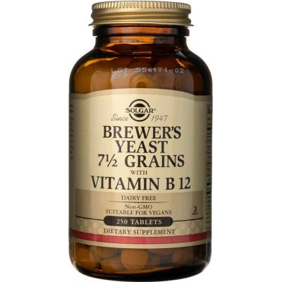 Solgar Brewer’s Yeast 7 1/2 Grains with Vitamin B12, Pivovarské kvasnice s vitaminem B12, 250 tablet