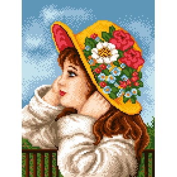 Image 1 of Milena Style Момиче с шапка - диамантен гоблен