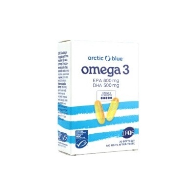 ARCTIC BLUE Omega 3 V Blistrech 500 mg DHA, 800 mg EPA 30 kapslí