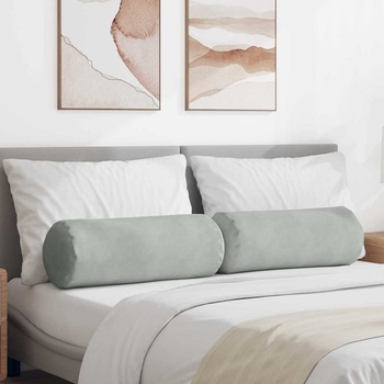 vidaXL Възглавници валяци 2 pcs Светлосиво Ø 25 x 70 см (42014328)