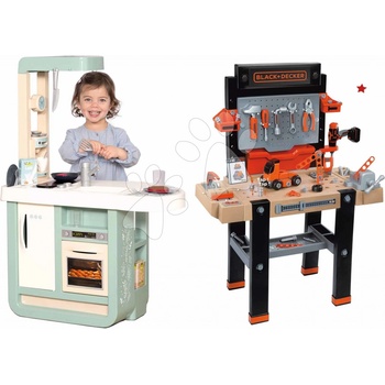 Smoby varo set pracovná dielňa Black & Decker elektronická a kuchynka Cherry so zvukmi a kávom