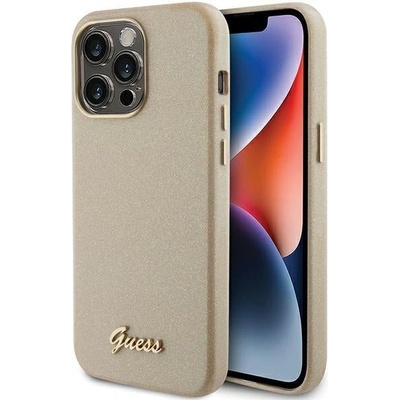 GUESS Кейс Guess GUHCP15XPGMCSD за iPhone 15 Pro Max 6.7", златист / златист, твърд, Glitter Glossy Script (3666339155513)