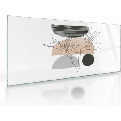 Sklenený obraz - Line art kvety N⁰2, jednodielne 100x50 cm na skle