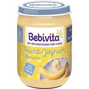 Bebivita Дует Йогурт с плодове - банани 190 гр. - 10 месеца