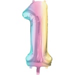 Party Deco Фолиев Балон Цифри Пастелна Дъга 86 см - 1 (fb1m-1-000p)