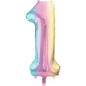 Party Deco Фолиев Балон Цифри Пастелна Дъга 86 см - 1 (fb1m-1-000p)