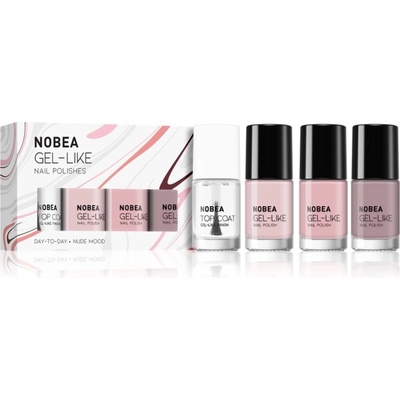 NOBEA Day-to-Day NOBEA Day-to-Day Top Coat vrchní ochranný lak na nehty s leskem 6 ml + NOBEA Day-to-Day Gel-like Nail Polish lak na nehty s gelovým efektem 6 ml + NOBEA Day-to-Day Gel-like Nail Polis