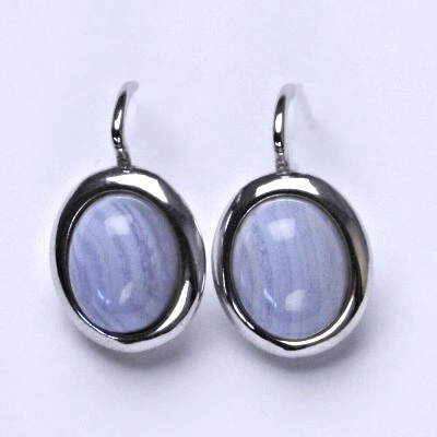 Čištín Zlaté náušnice, bílé i žluté zlato , přírodní chalcedon - NK 1453