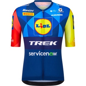 Santini Мъжка фланелка с къс ръкав за колоездене Santini Lidl Trek Jersey Cycling jersey - Print (056-4375-0112)