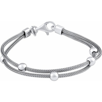 Silvego Strieborný náramok Lepha pletený so striebornými korálkami STF2337B