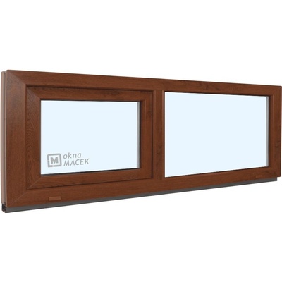 KNIPPING Plastové okno - 70 AD, 2100x600 mm, FIX/S, ořech Sklo: čiré, Barva, imitace: ořech/bílá (jednostranně)